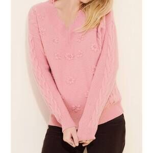 NEW EMILIA GEORGE lila wool tunic pullover maternity sweater in pink